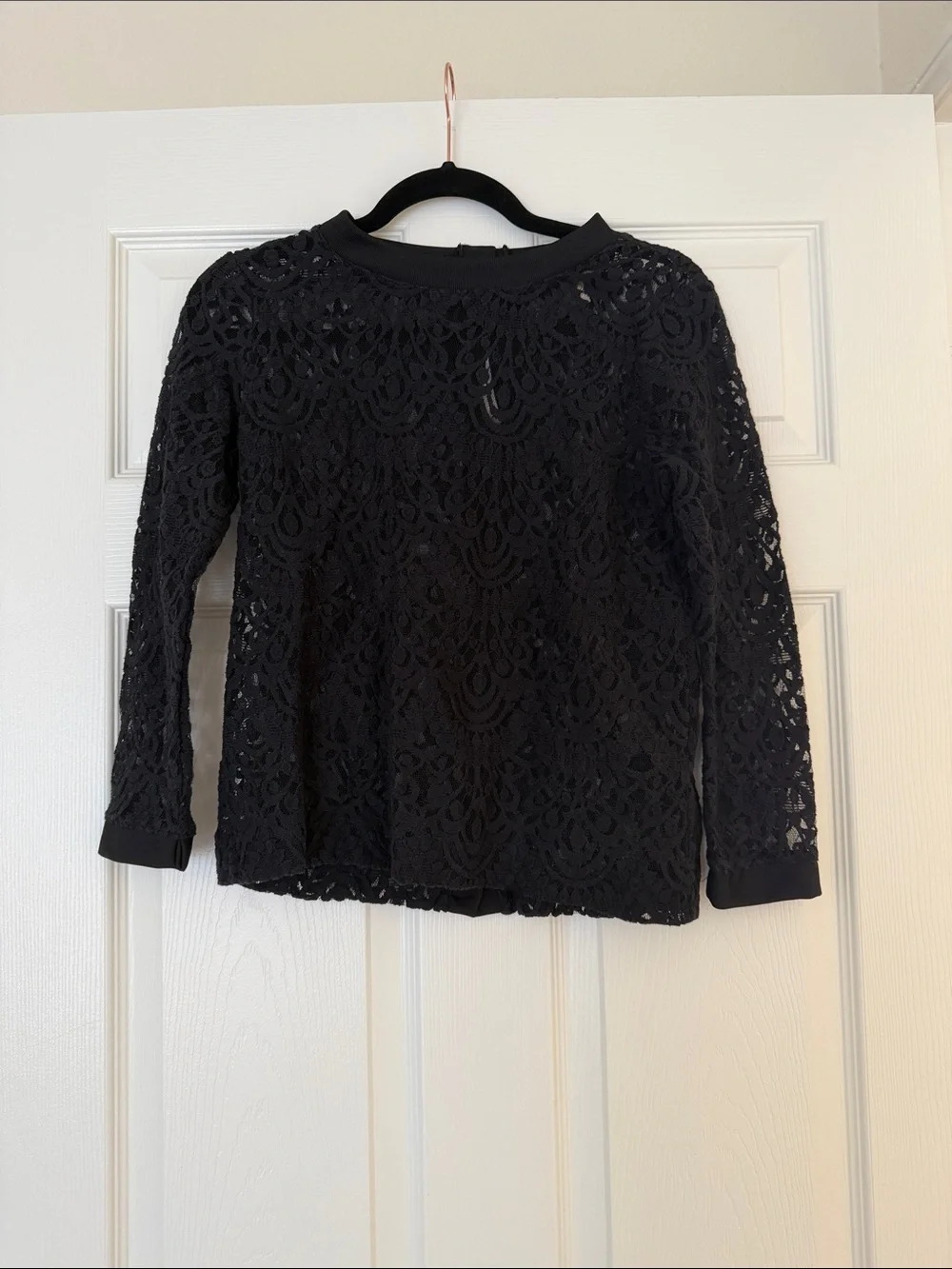 Banana Republic Black Lace Long-Sleeve Blouse